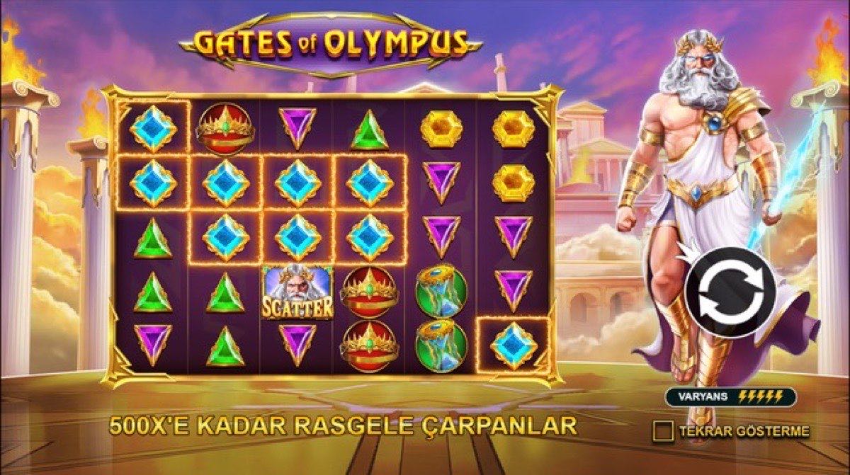 Gate of Olympus slot oyun ekranı — Zeus ve çarpanlar